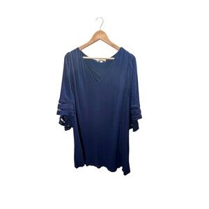 Umgee Top Women's Size XL Blue V-Neck